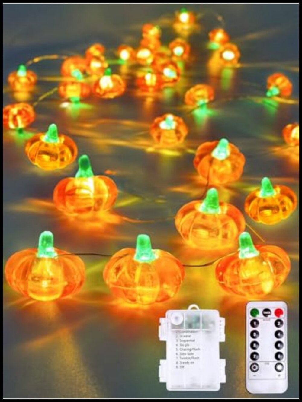 3D Pumpkin Fairy Lights 10FT Battery Operated with Remote & Timer